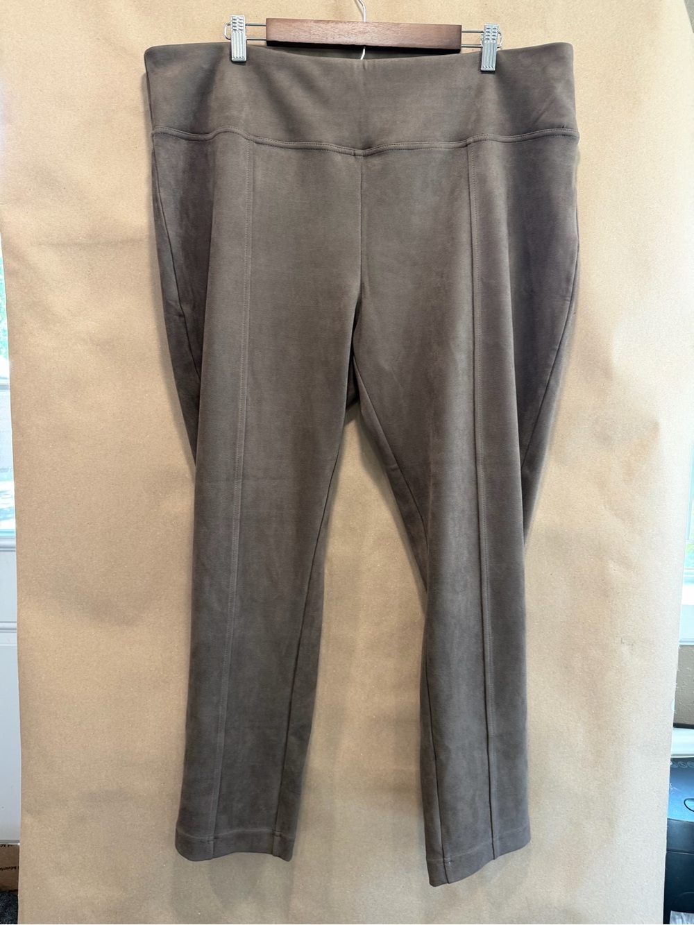 Andrew Marc Taupe Suede-Look Pull-On Leggings
